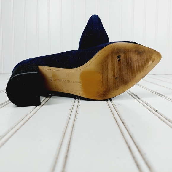 Tommy Hilfiger Violin Navy Blue Black Block Heel Pointy Toe Heels K994 - Picture 8 of 12